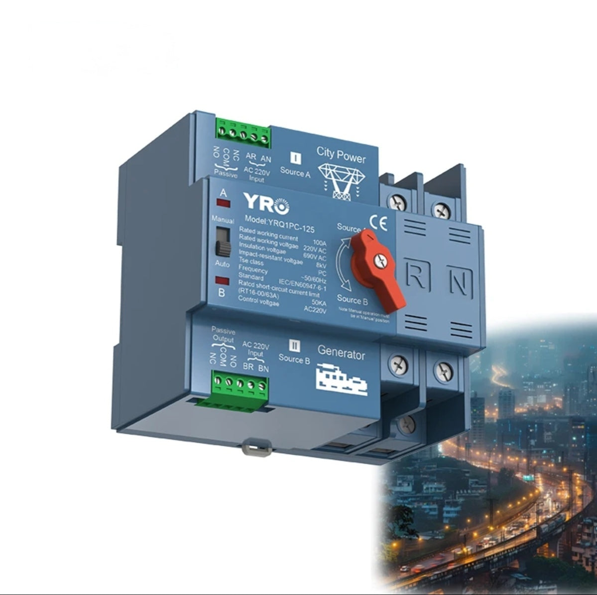 Transferencia automatica / manual 63A 220VAC Generador